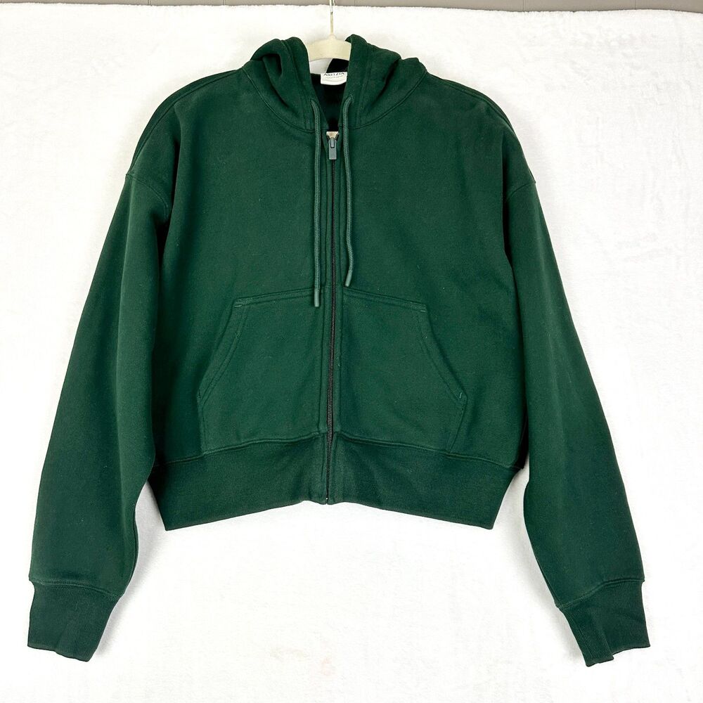 Aritzia Cozy Sweatfleece Boyfriend Boxy Zip Hoodie Size Medium NWT Green